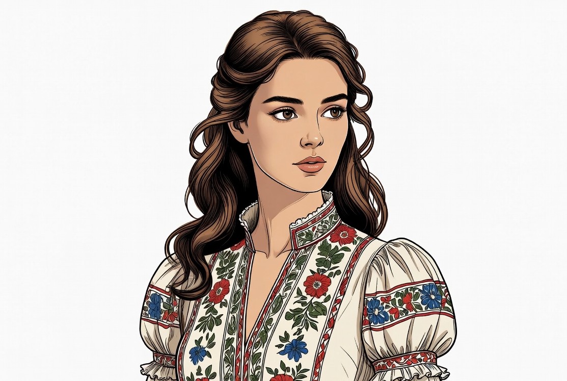 Woman in embroidered traditional blouse Woman in embroidered traditional blouse