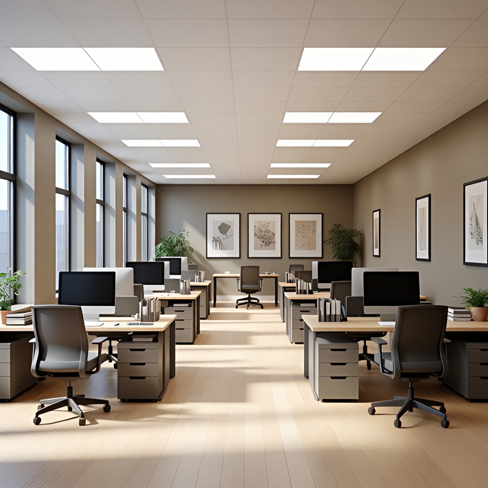 Modern Empty Office with Desks Modern Empty Office with Desks