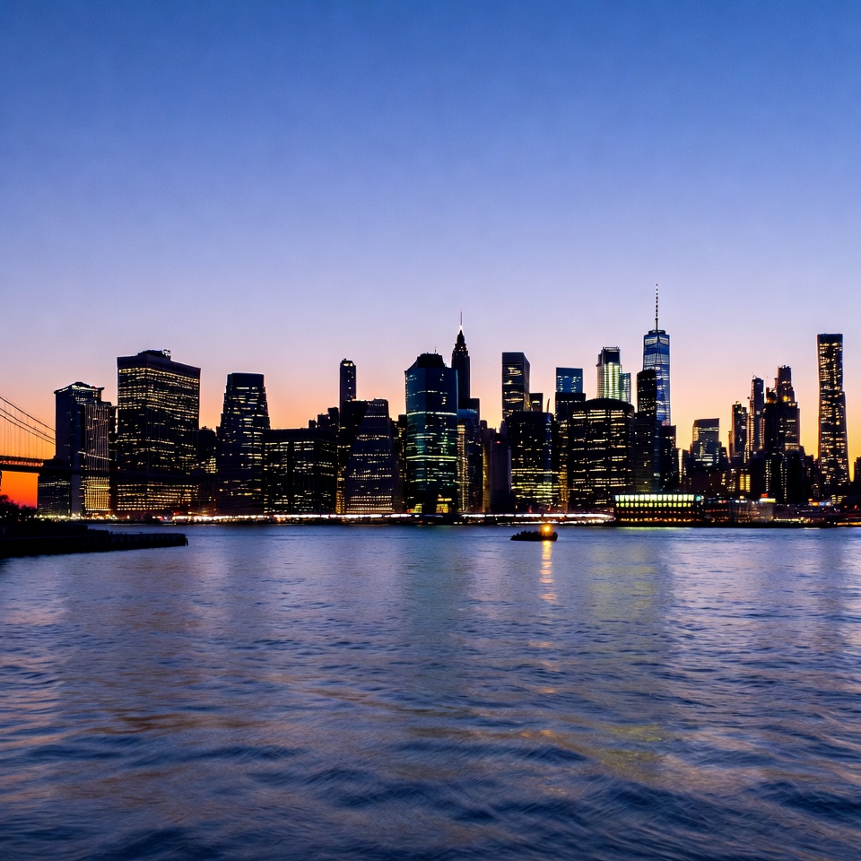 Manhattan Skyline Brooklyn Bridge Sunset Manhattan Skyline Brooklyn Bridge Sunset