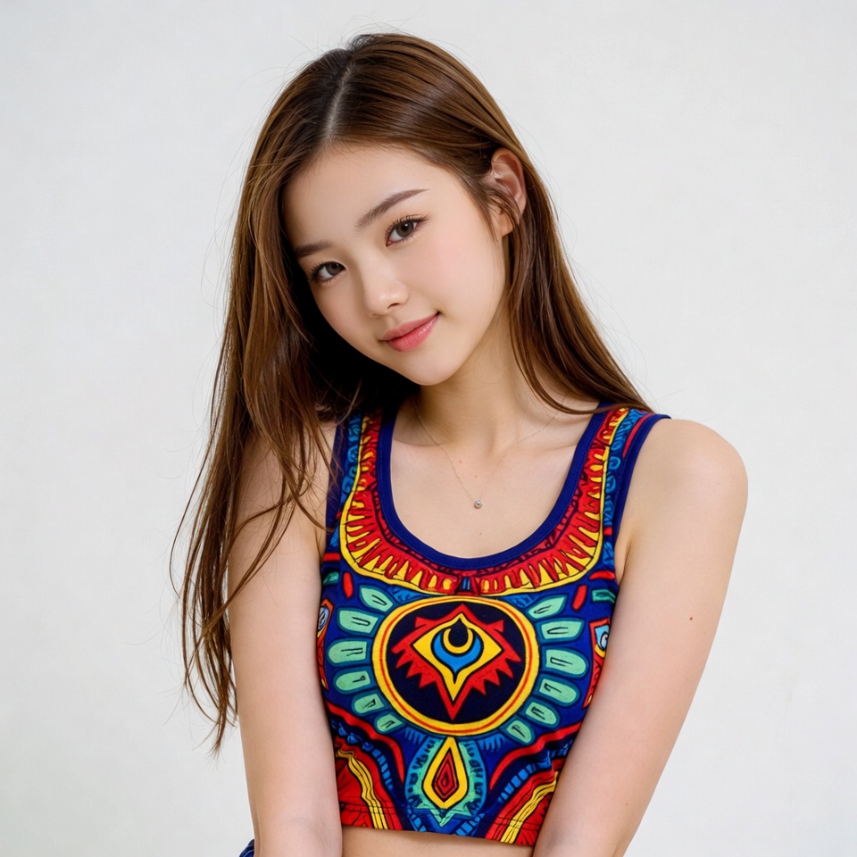 Asian woman in colorful tank top Asian woman in colorful tank top