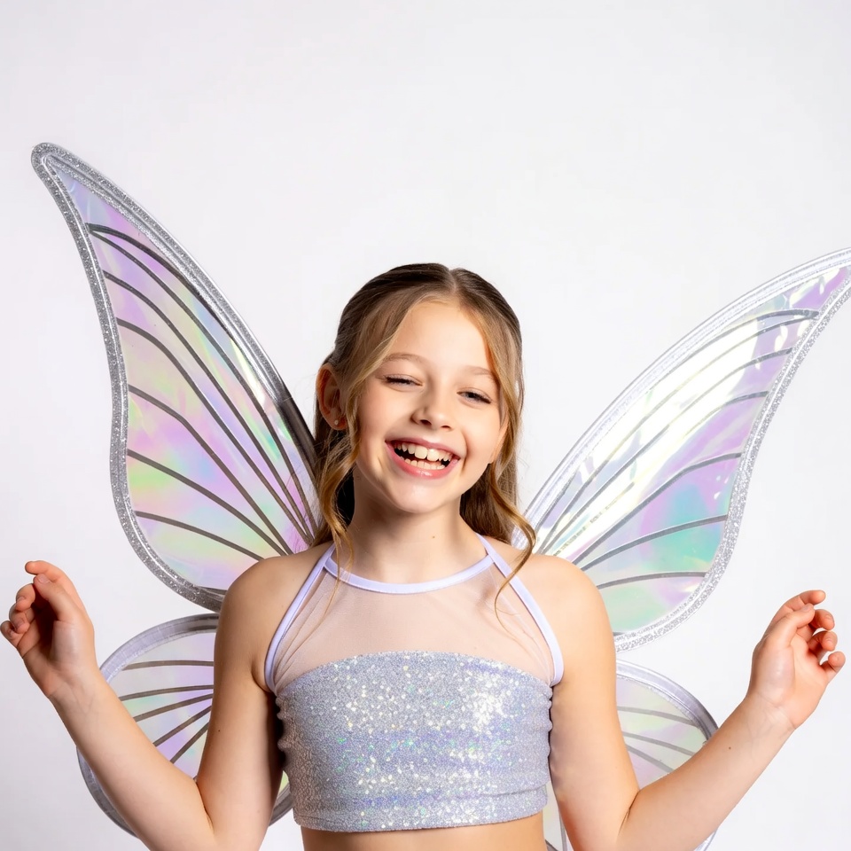 Girl with glittery fairy wings Girl with glittery fairy wings