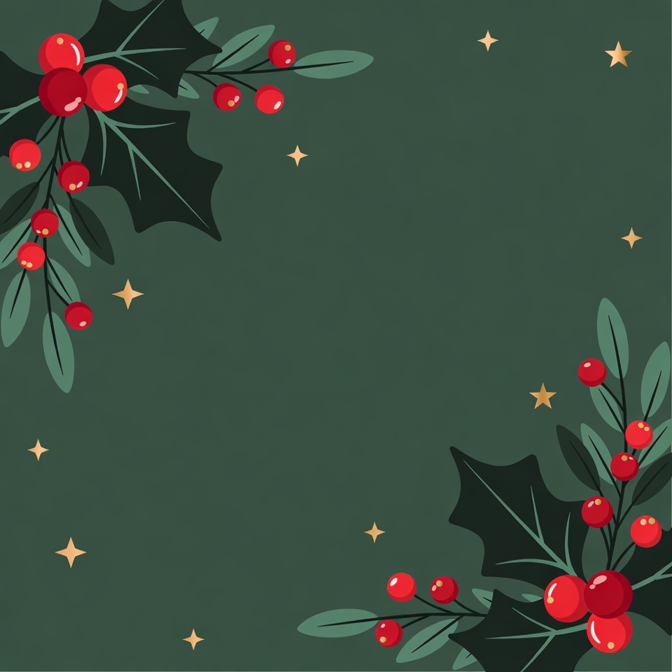 Holly Berries with Stars Illustration Holly Berries with Stars Illustration