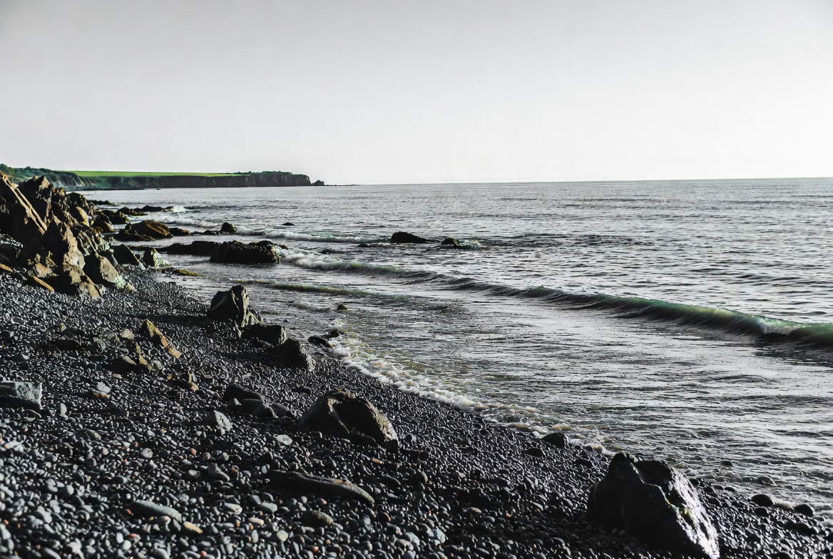 Rocky Black Pebble Beach Seashore Rocky Black Pebble Beach Seashore