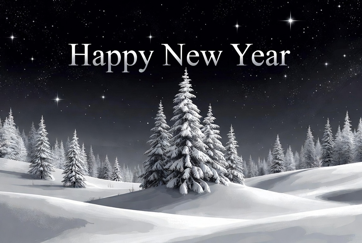 Happy New Year Snowy Pine Forest Happy New Year Snowy Pine Forest