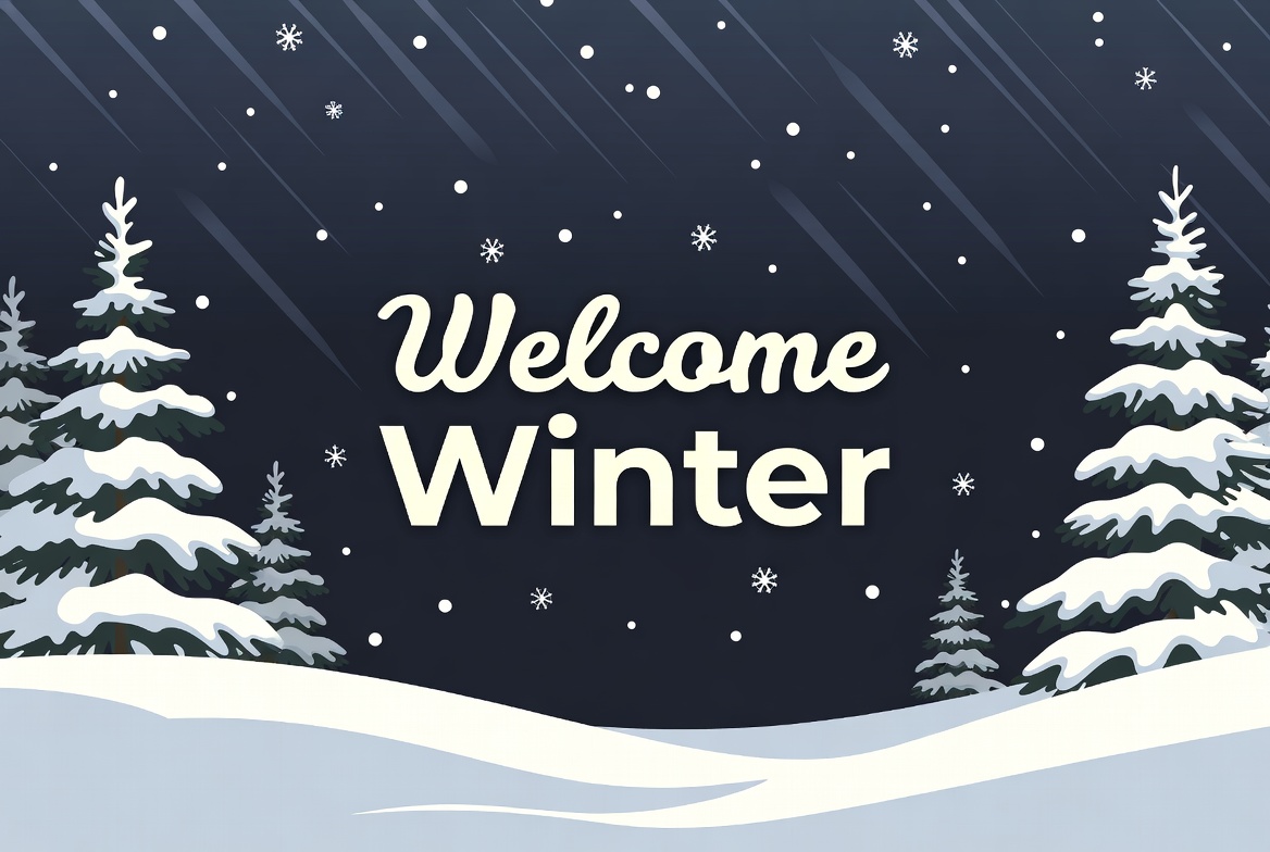 Welcome Winter Snowy Trees Illustration Welcome Winter Snowy Trees Illustration