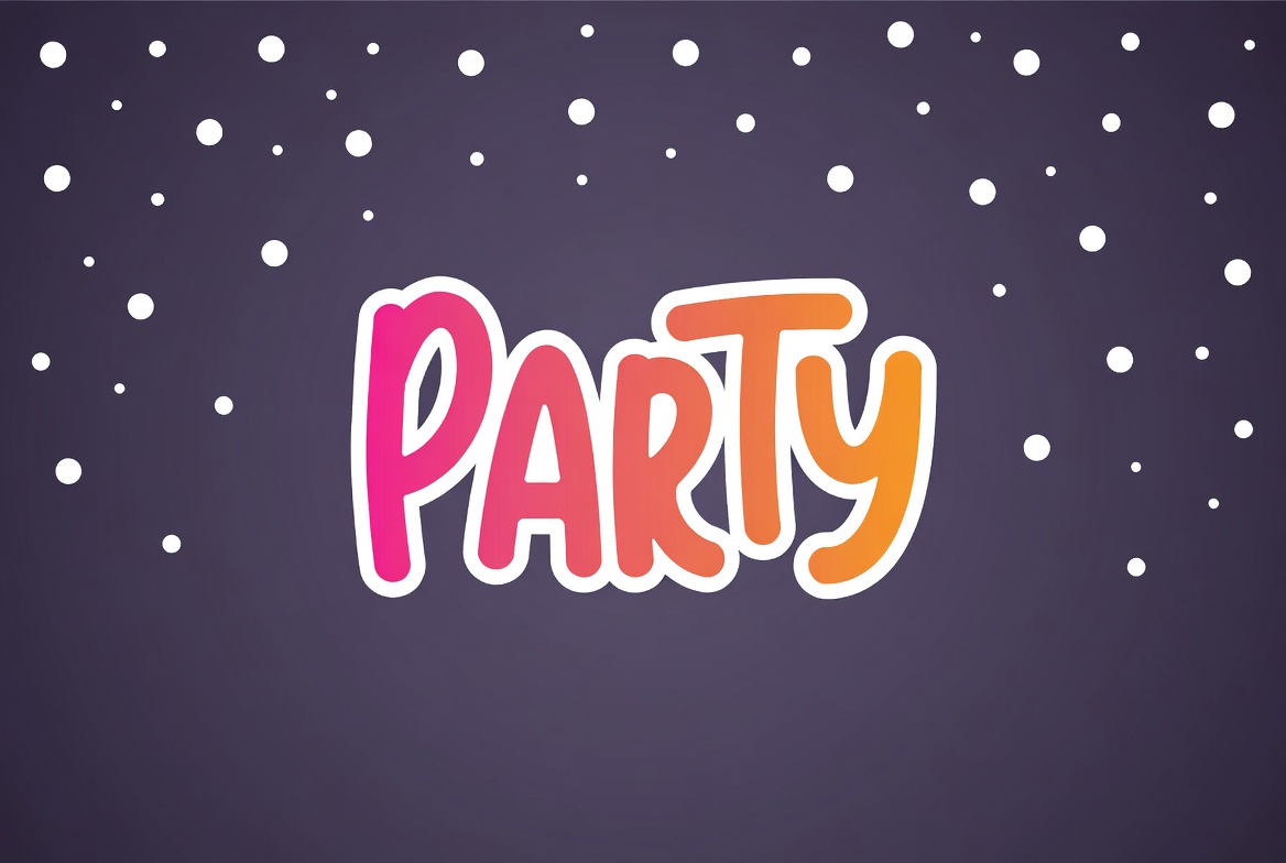 Colorful Party Text with Stars Colorful Party Text with Stars