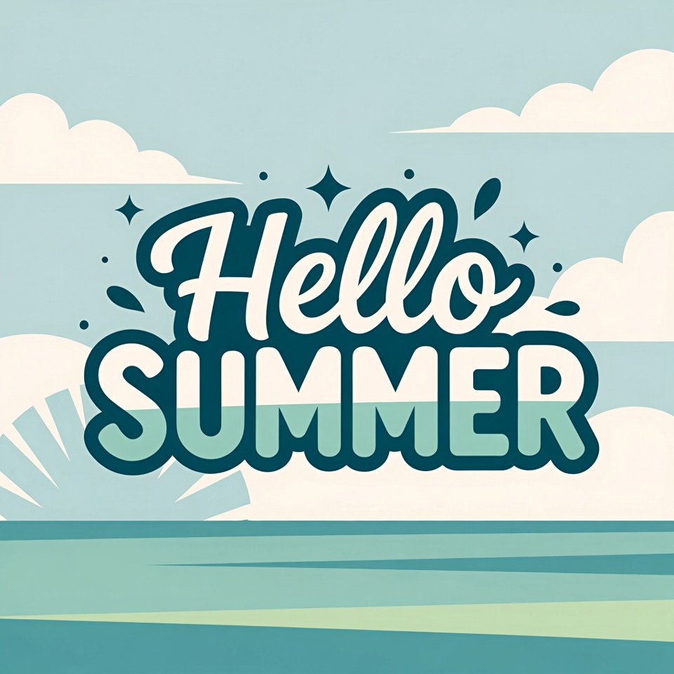 Hello Summer Text Illustration Hello Summer Text Illustration