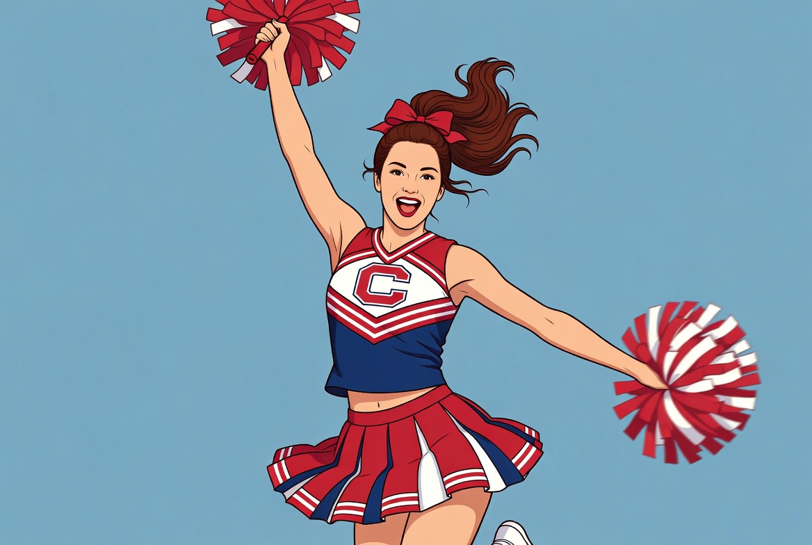 Cheerleader girl with pom poms Cheerleader girl with pom poms