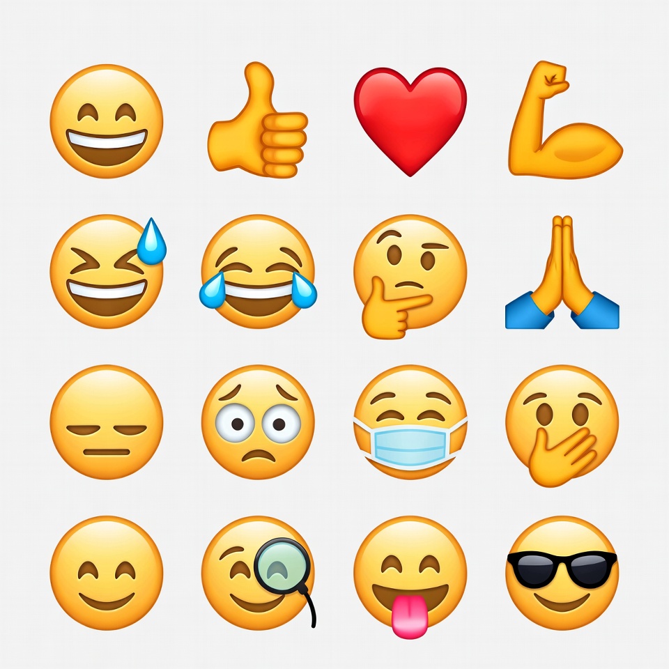 Emoji Icons Collection on White Background Emoji Icons Collection on White Background