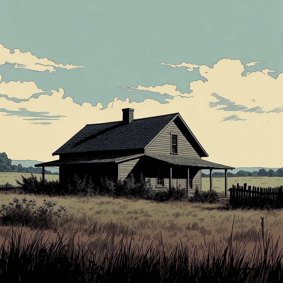 Abandoned house in field Abandoned house in field