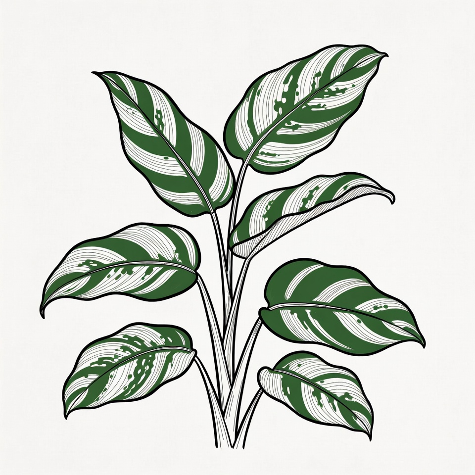 Variegated Calathea Plant Illustration Variegated Calathea Plant Illustration