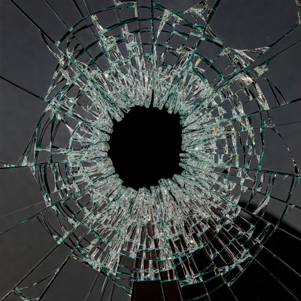 Broken Glass with Central Hole Broken Glass with Central Hole