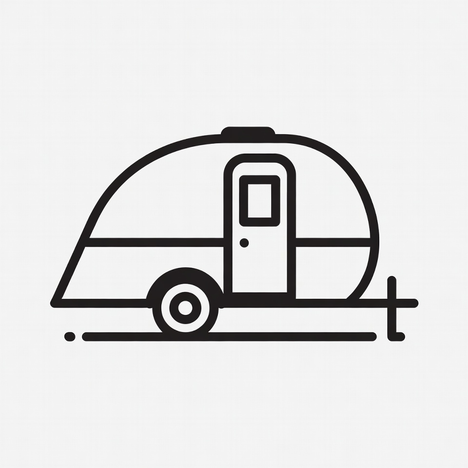Line drawing teardrop camper trailer Line drawing teardrop camper trailer
