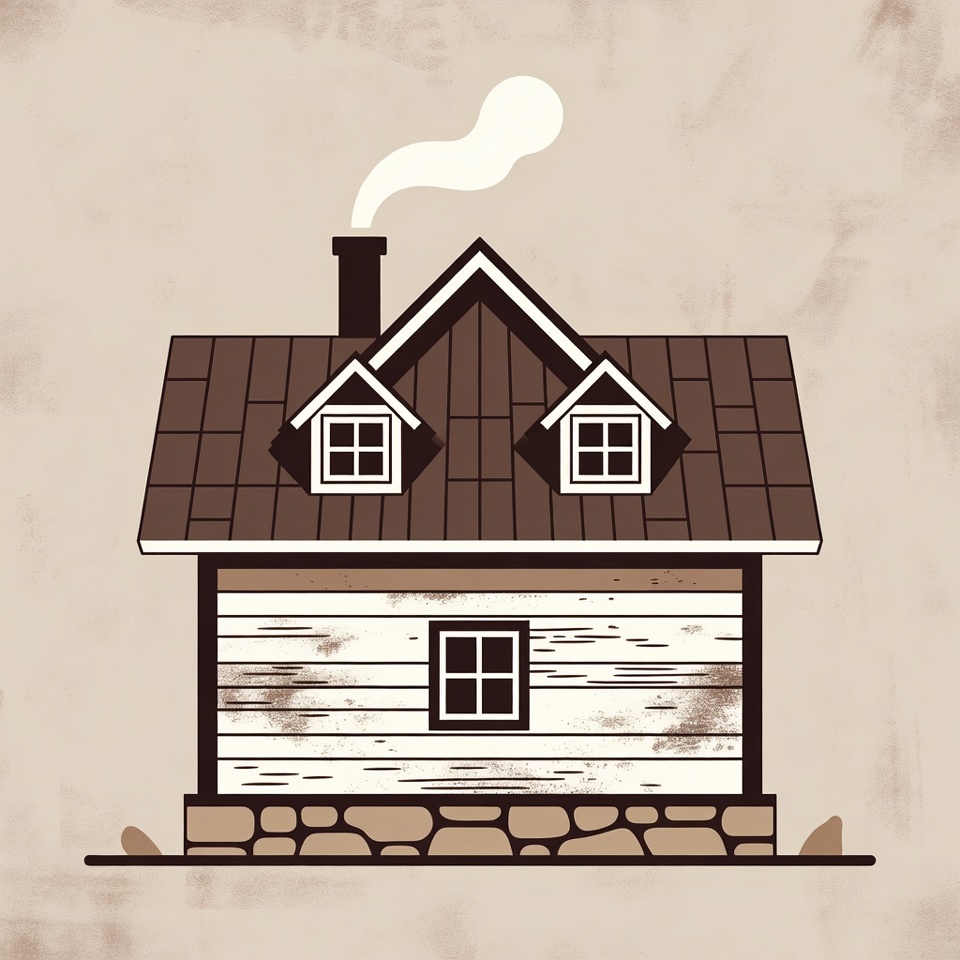 Cozy house with chimney smoke Cozy house with chimney smoke
