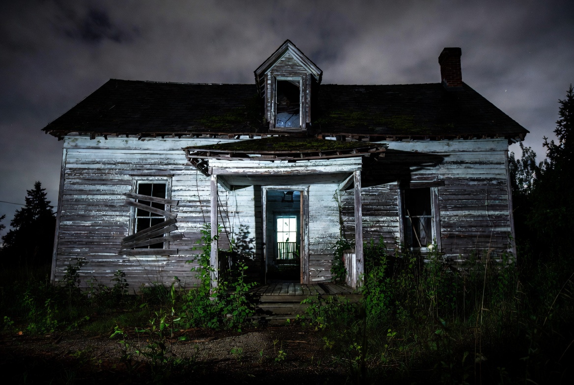 Abandoned haunted house at night Abandoned haunted house at night