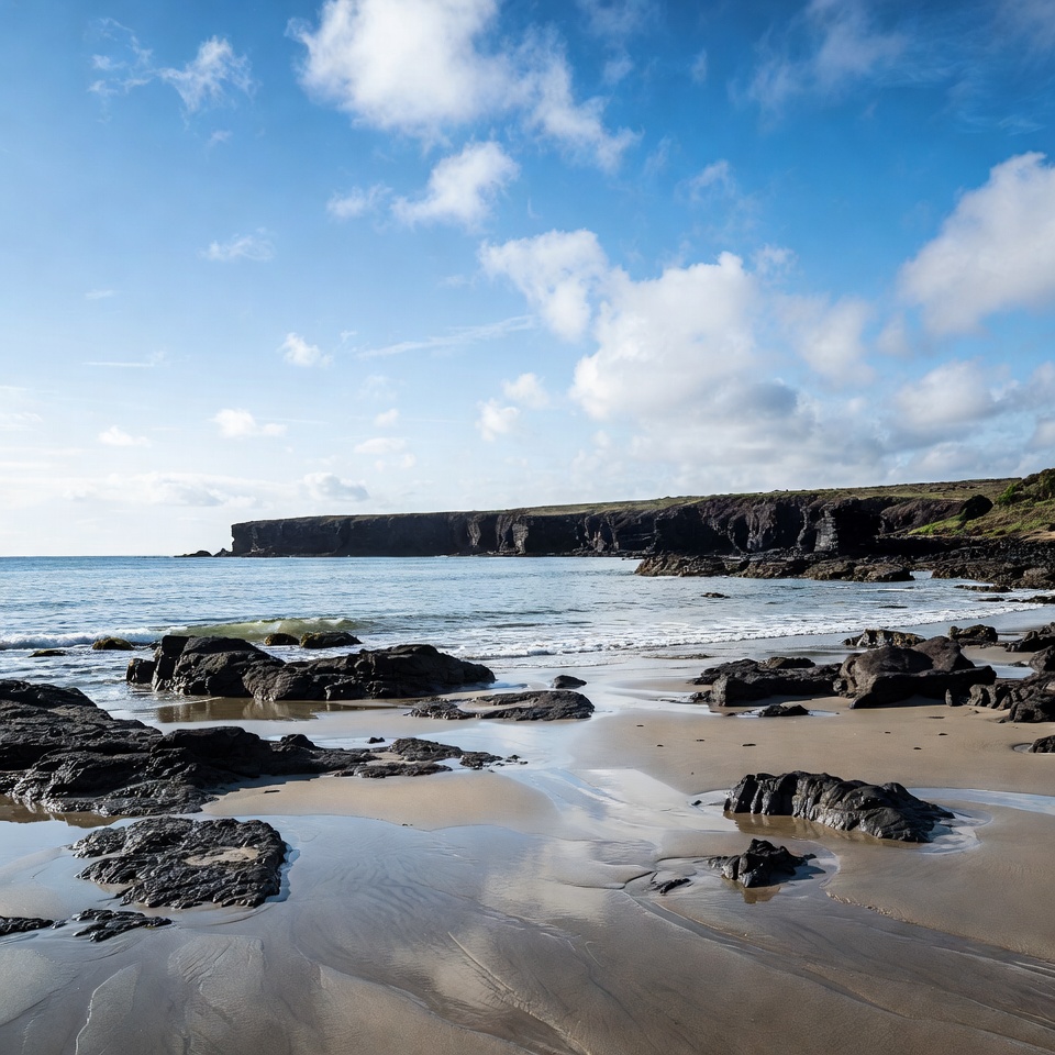 Rocky Beach with Cliffs and Ocean Rocky Beach with Cliffs and Ocean