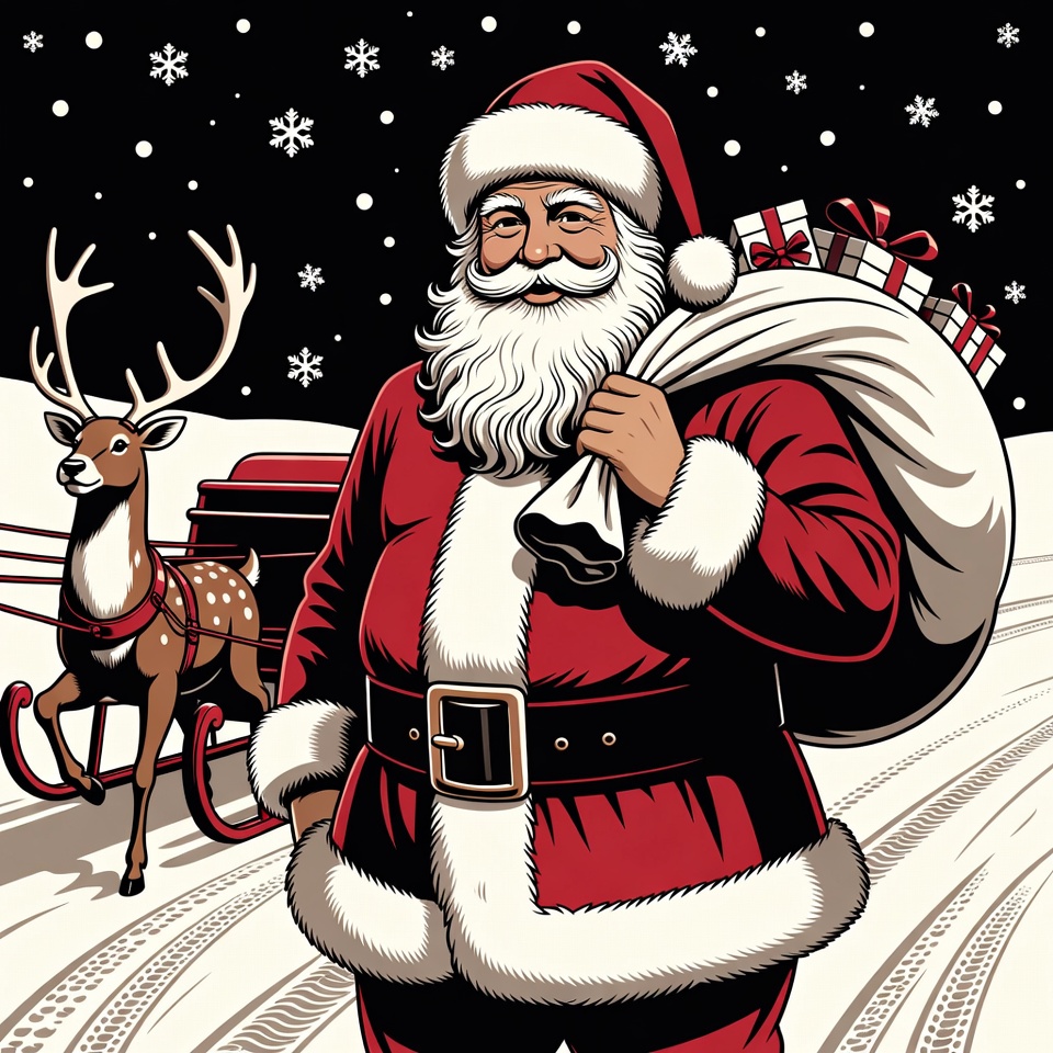 Santa Claus with reindeer and sleigh Santa Claus with reindeer and sleigh