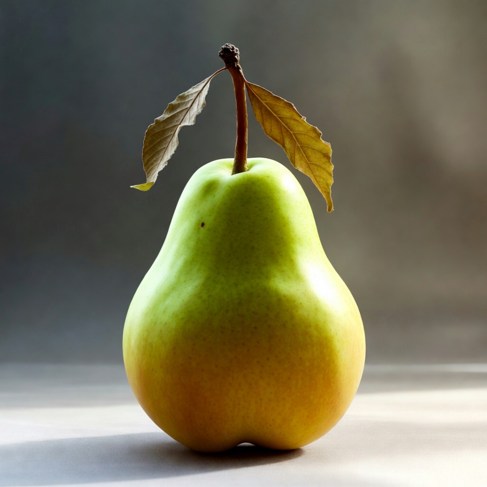 Green pear with leaves Green pear with leaves