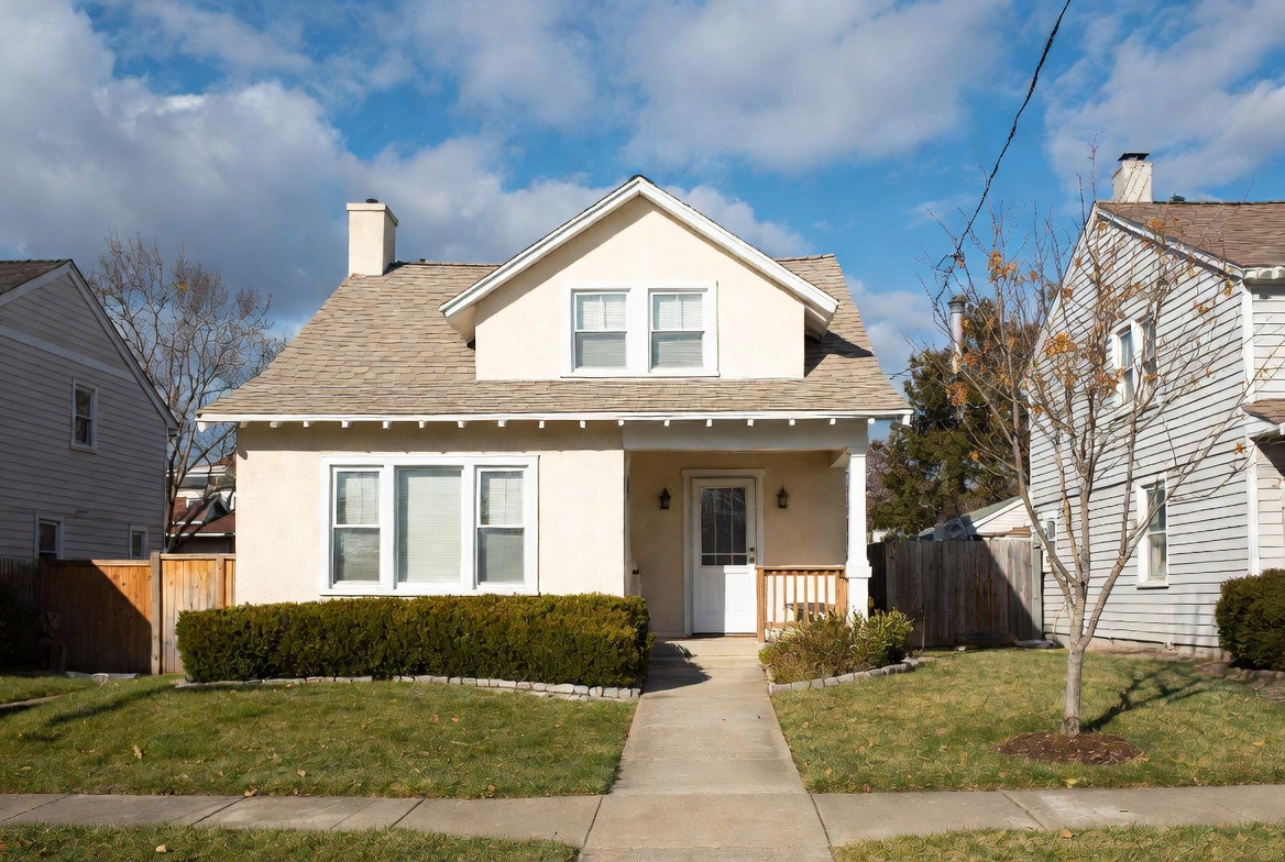 Beige Suburban House with Porch Beige Suburban House with Porch