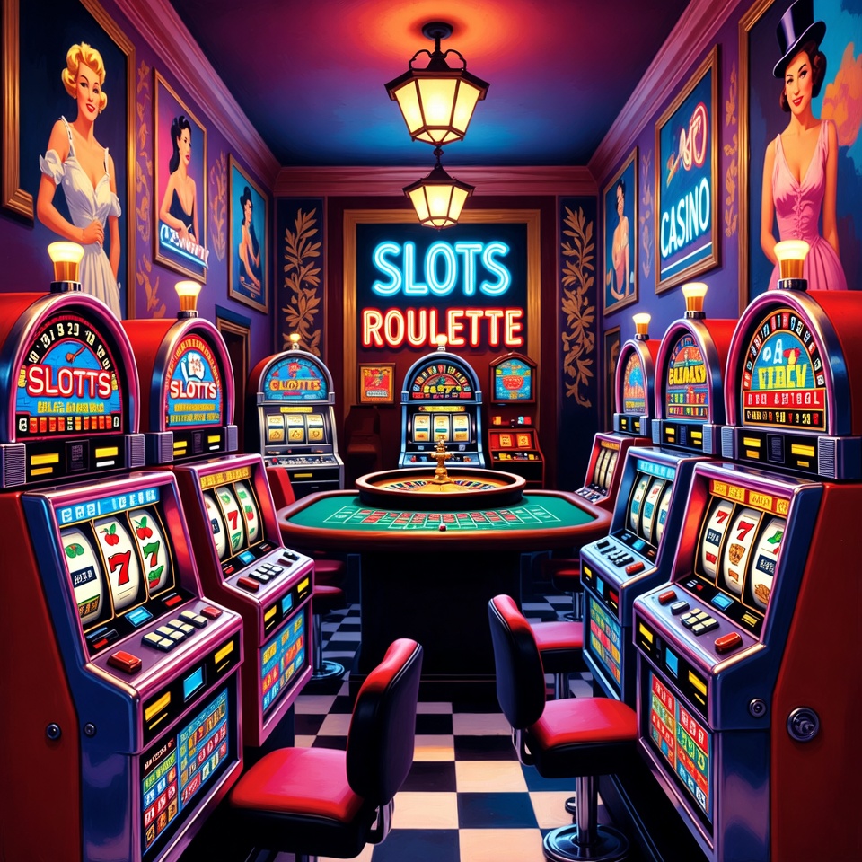 Vintage Casino with Slot Machines Vintage Casino with Slot Machines