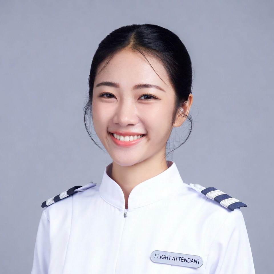 Asian flight attendant smiling Asian flight attendant smiling