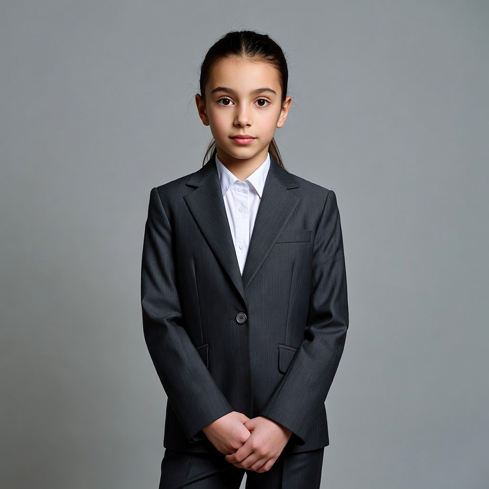 Young girl in black suit Young girl in black suit