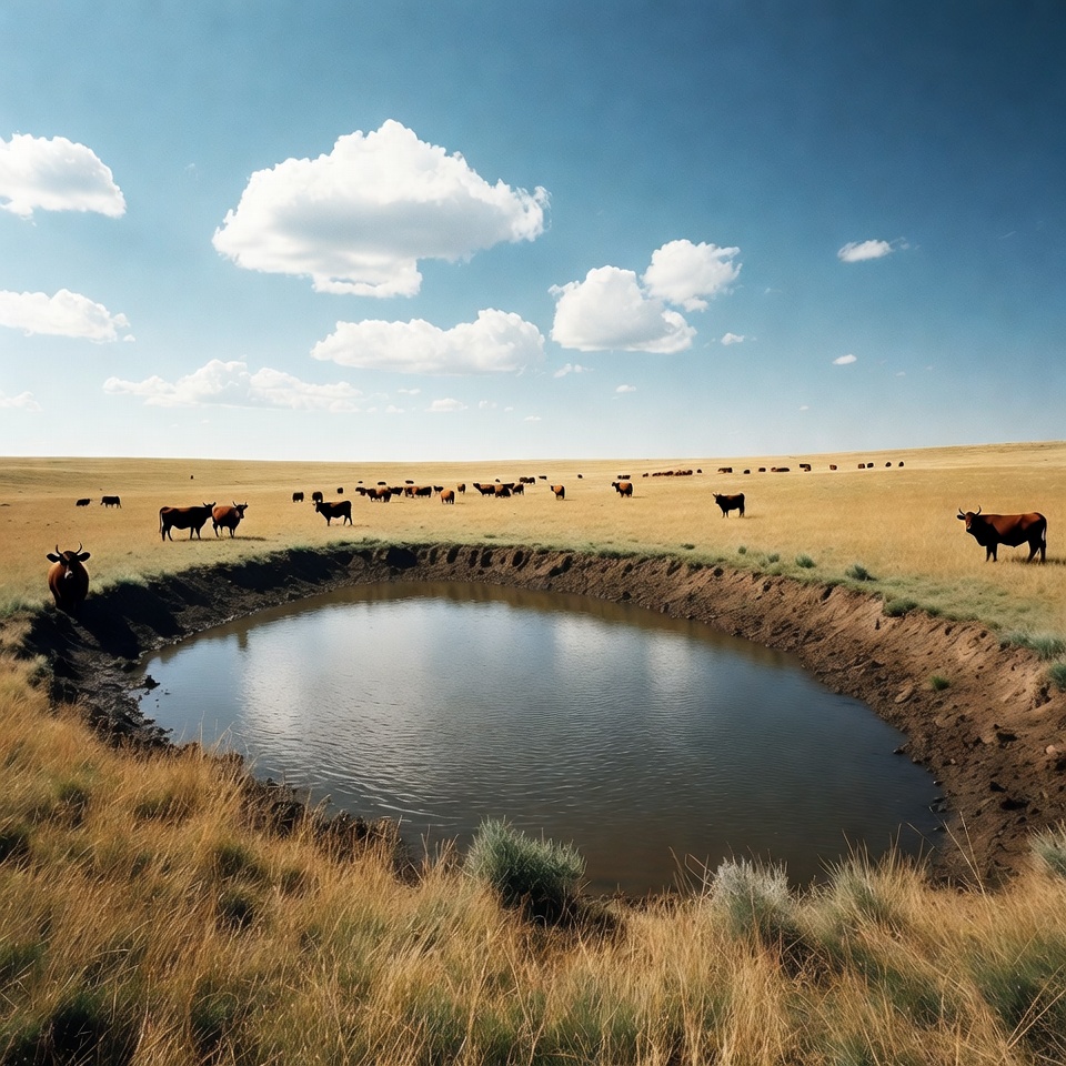 Cows drinking at prairie pond Cows drinking at prairie pond