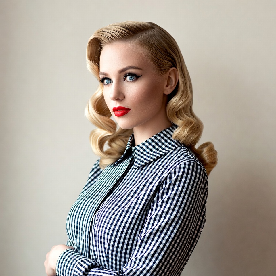 Blonde woman in pinup style Blonde woman in pinup style