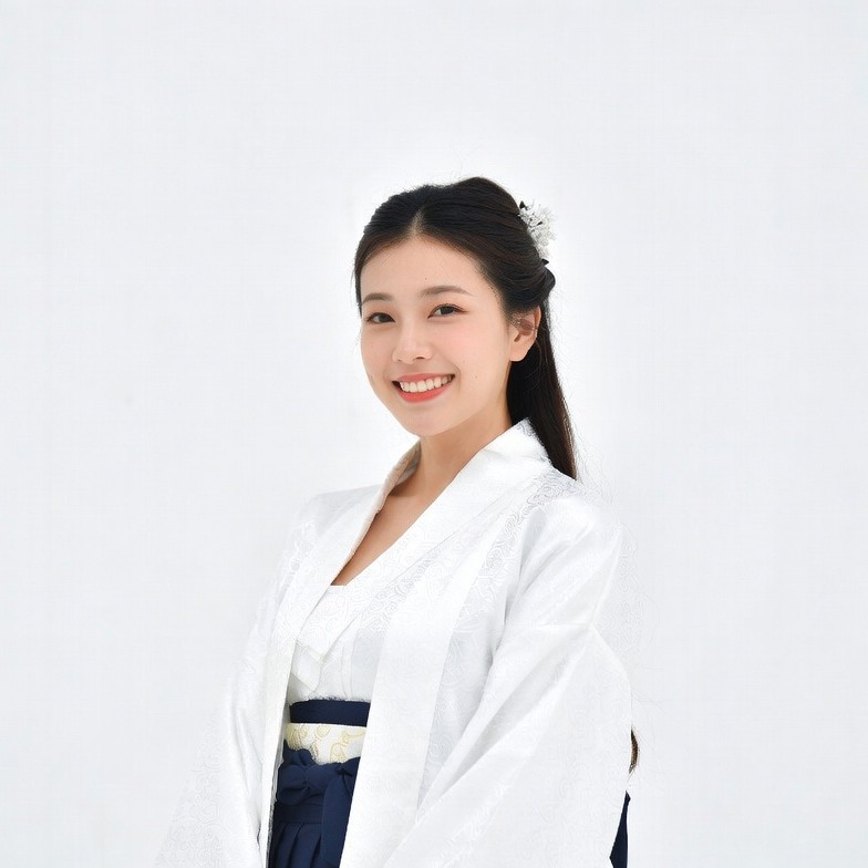 Asian woman in white hanbok Asian woman in white hanbok
