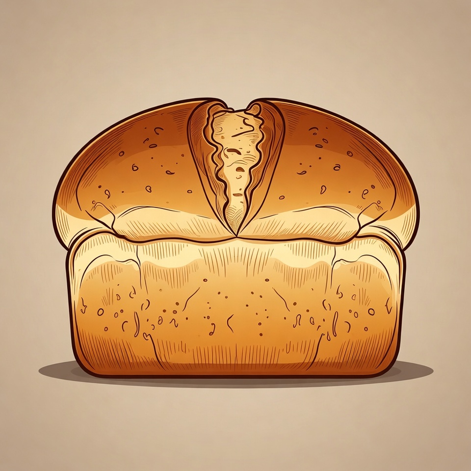 Split Fresh Bread Loaf Illustration Split Fresh Bread Loaf Illustration