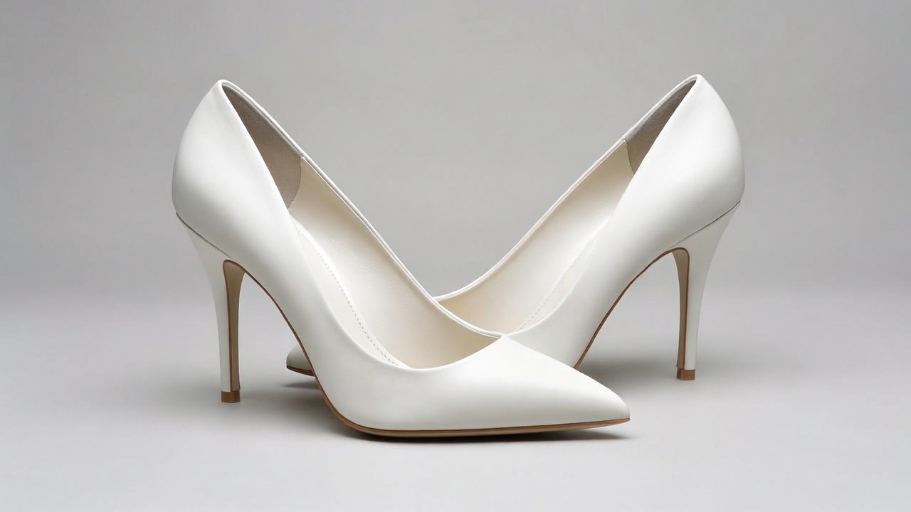 Pair of white high heel shoes Pair of white high heel shoes