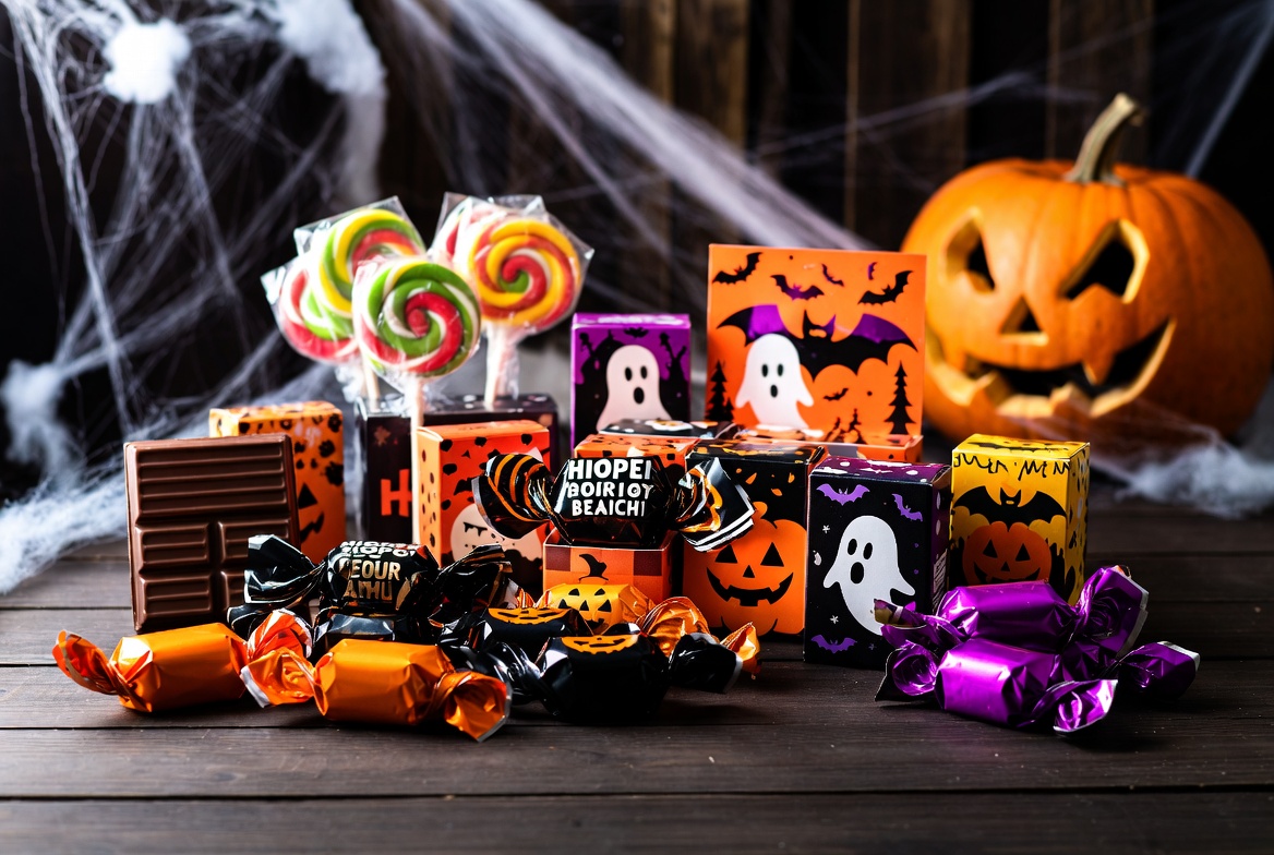 Halloween Candy Assortment with Pumpkins Halloween Candy Assortment with Pumpkins