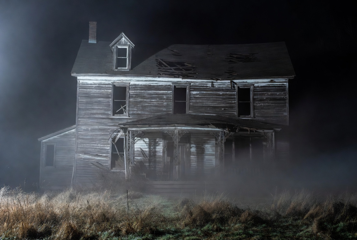 Abandoned haunted house at night Abandoned haunted house at night