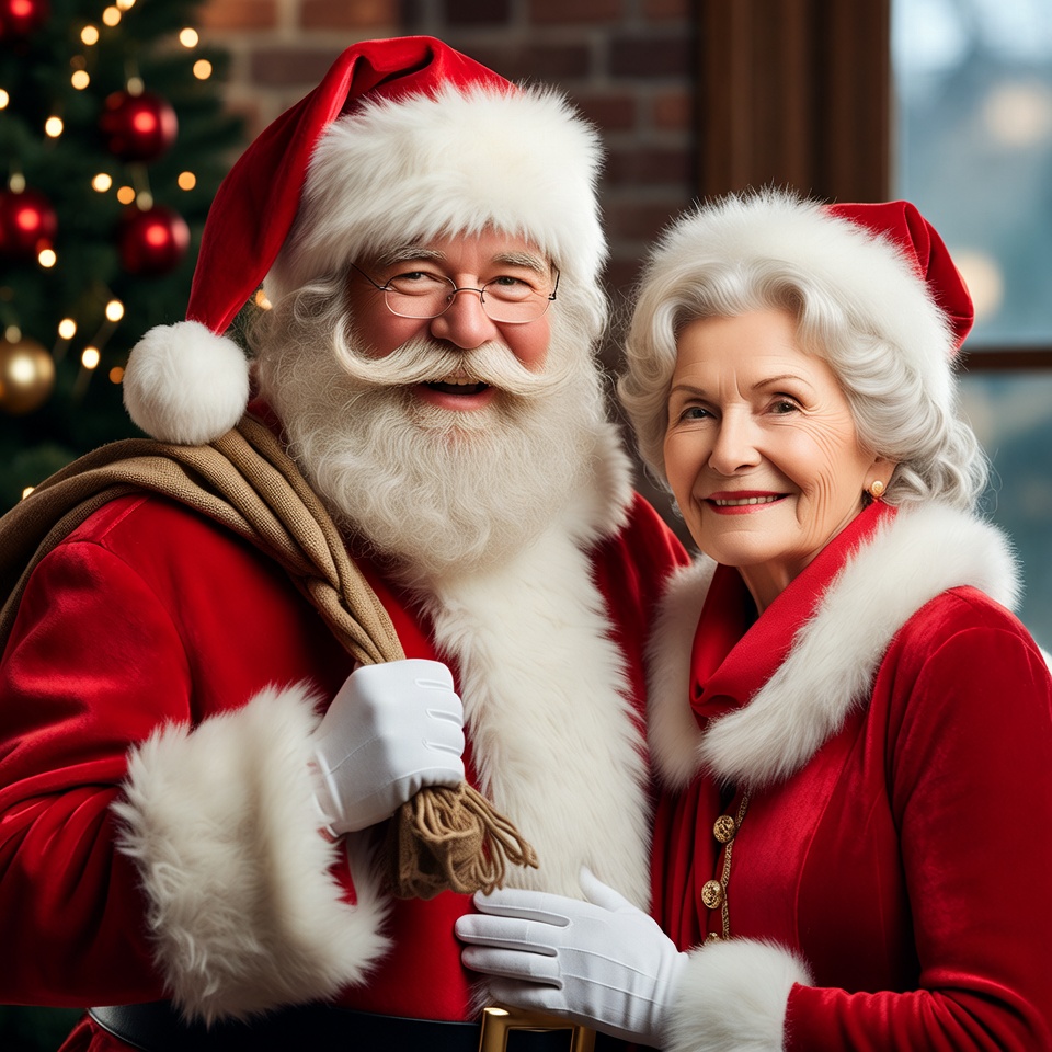 Smiling Santa and Mrs. Claus together Smiling Santa and Mrs. Claus together
