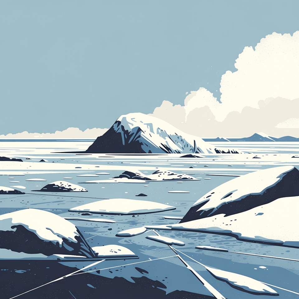 Snowy Arctic Iceberg Landscape Illustration Snowy Arctic Iceberg Landscape Illustration