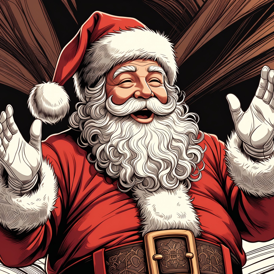 Smiling Santa Claus with arms raised Smiling Santa Claus with arms raised