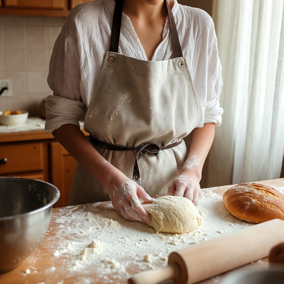 Woman kneading dough in kitchen Woman kneading dough in kitchen
