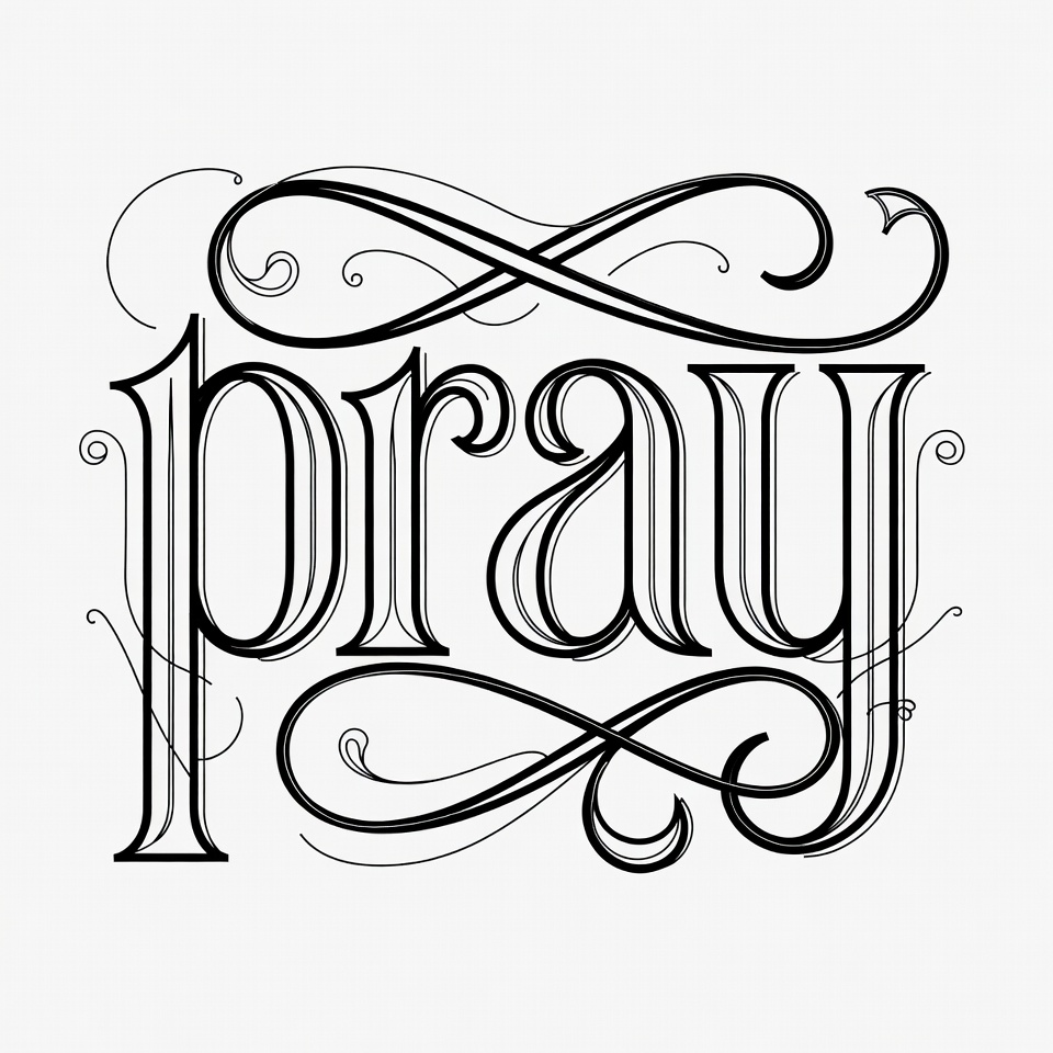 Ornate Pray Typography Illustration Ornate Pray Typography Illustration