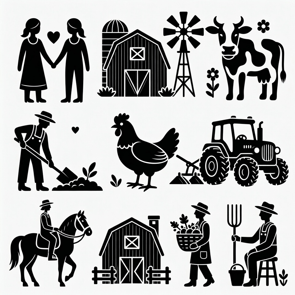 Farm Life Silhouette Icons Farm Life Silhouette Icons