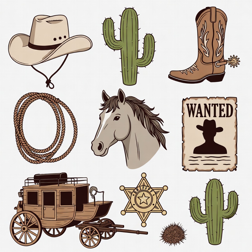 Western Cowboy Clipart Icons Western Cowboy Clipart Icons