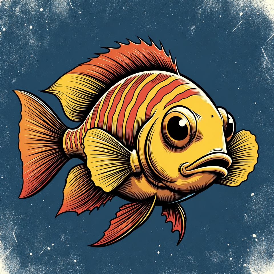 Colorful Yellow Tang Fish Illustration Colorful Yellow Tang Fish Illustration