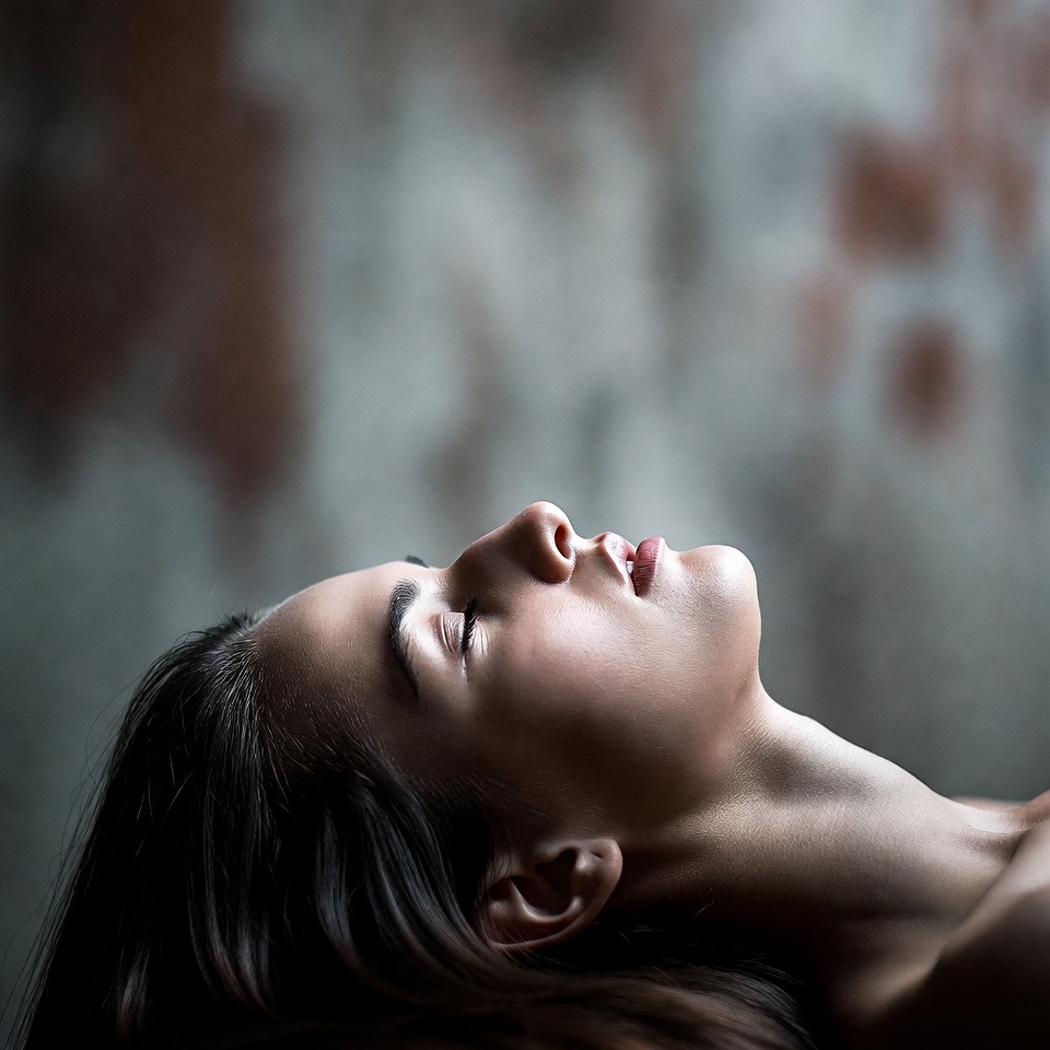 Woman with eyes closed profile Woman with eyes closed profile