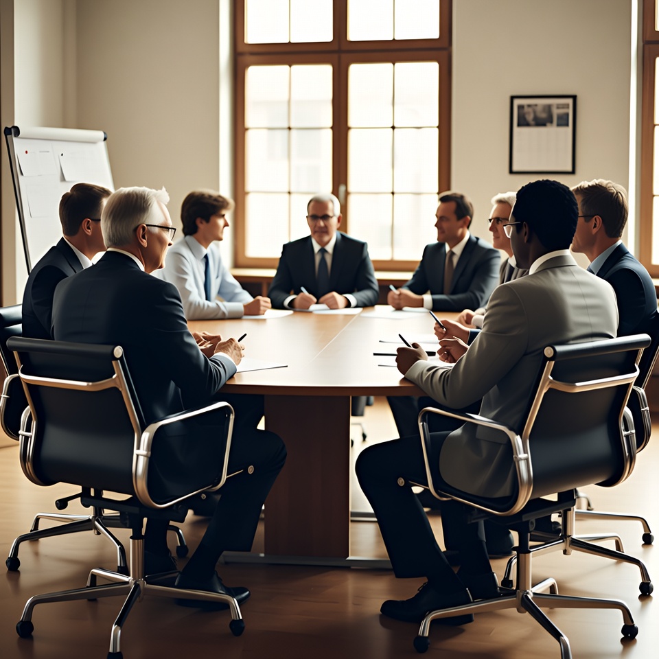 Businessmen in corporate meeting Businessmen in corporate meeting