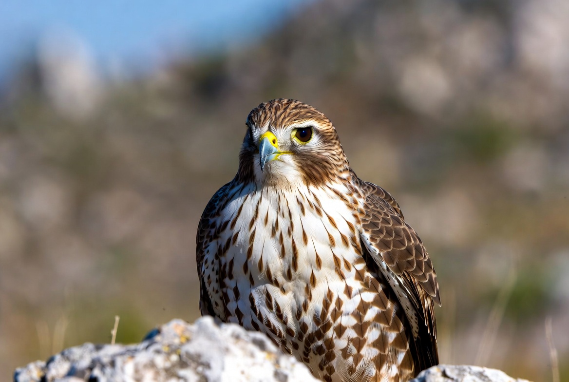 Falcon perched on rock Falcon perched on rock