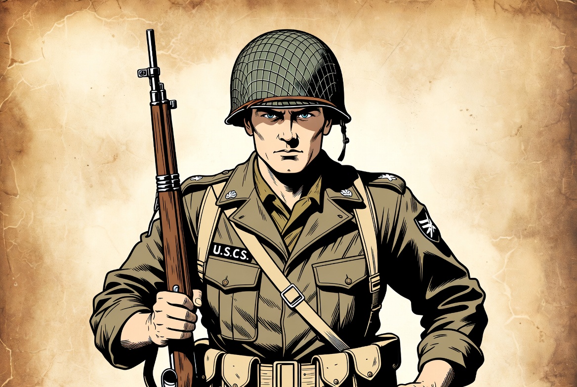 Soldier holding rifle illustration Soldier holding rifle illustration