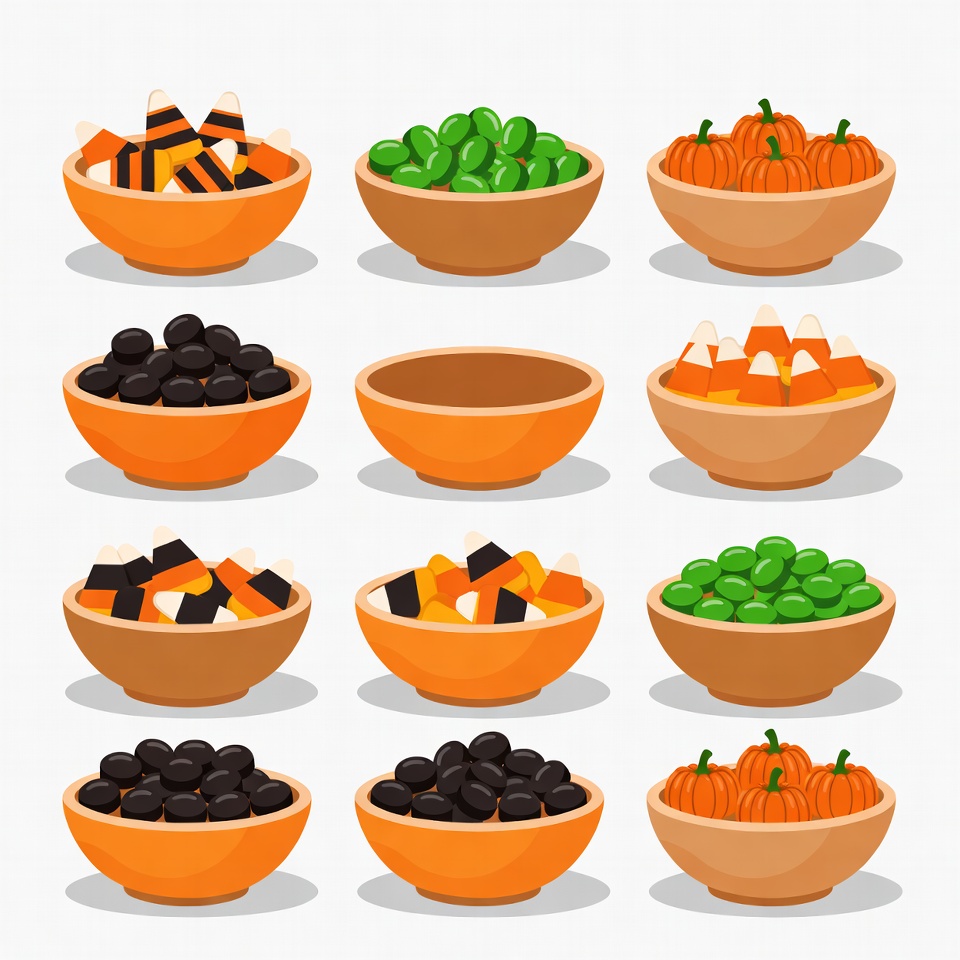 Assortment of Halloween Bowls Illustration Assortment of Halloween Bowls Illustration