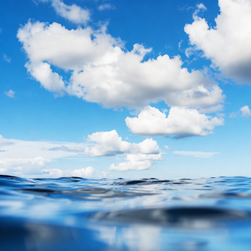 Blue Sky with Fluffy Clouds over Ocean Blue Sky with Fluffy Clouds over Ocean
