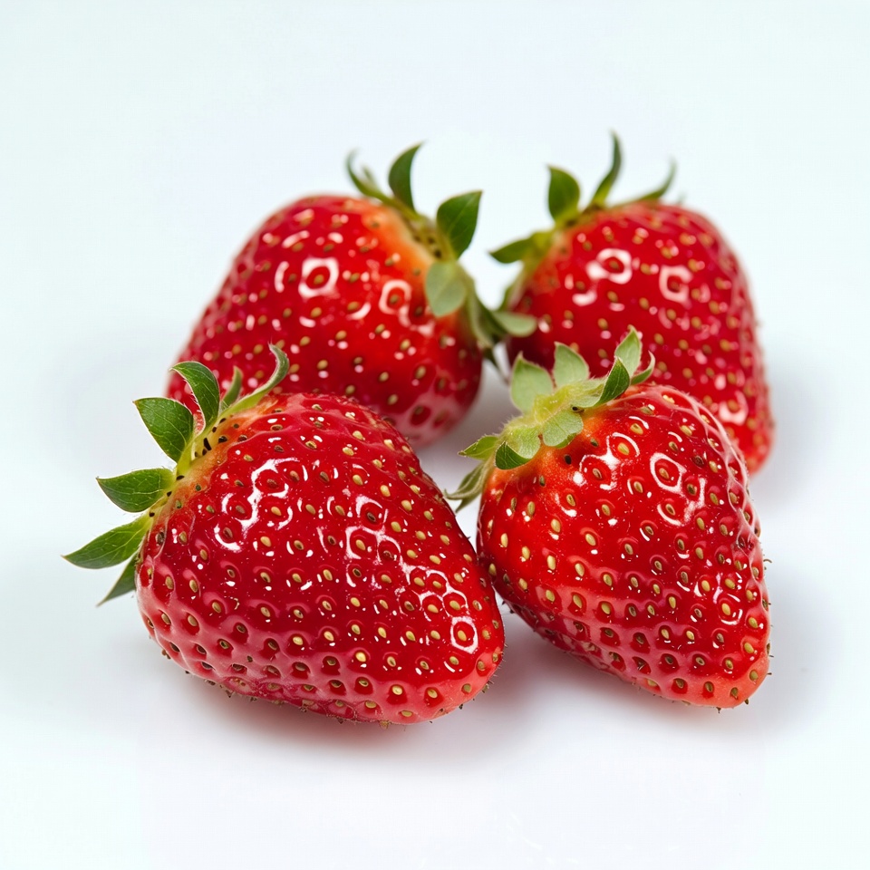Four Fresh Strawberries on White Four Fresh Strawberries on White