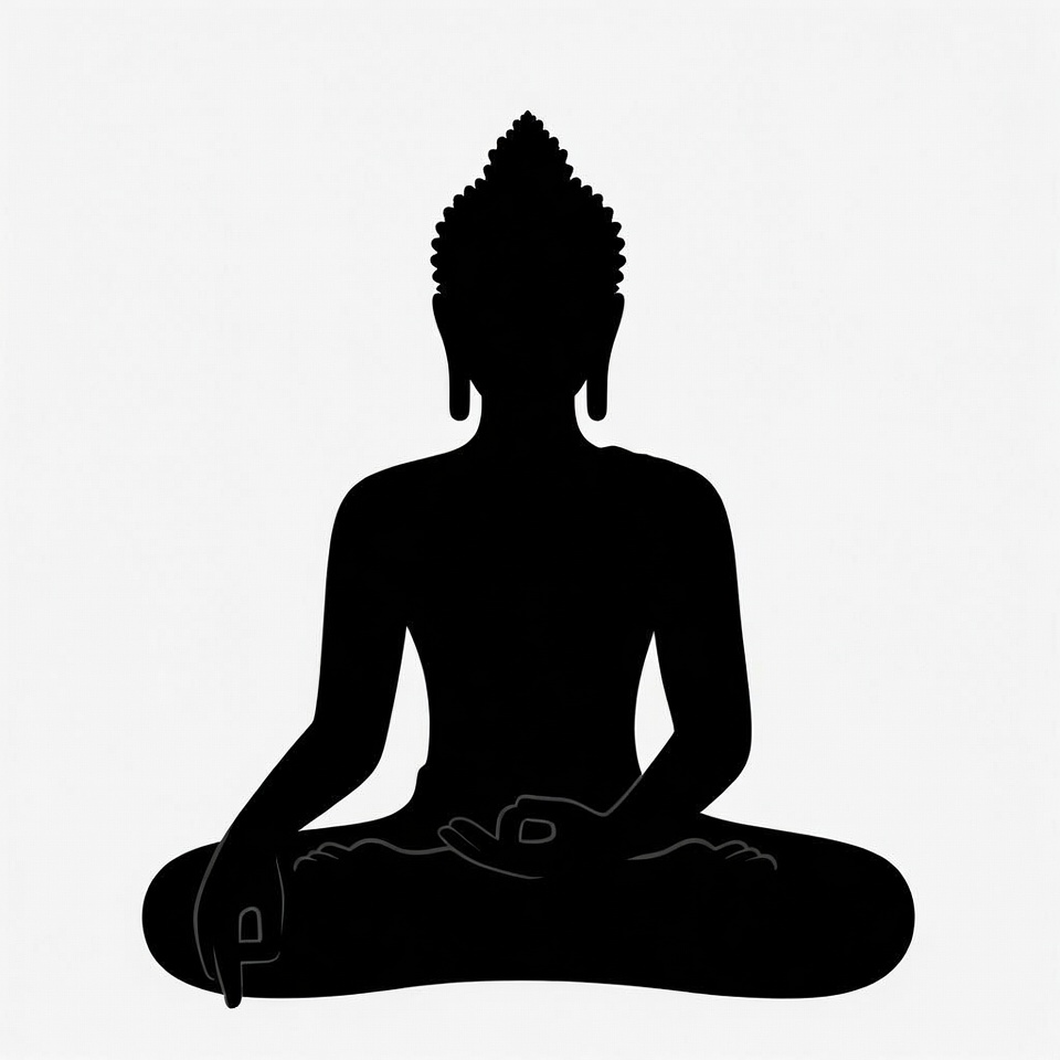 Black silhouette of meditating Buddha Black silhouette of meditating Buddha
