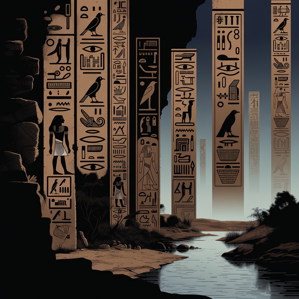 Ancient Egyptian Temple Hieroglyphs Illustration Ancient Egyptian Temple Hieroglyphs Illustration